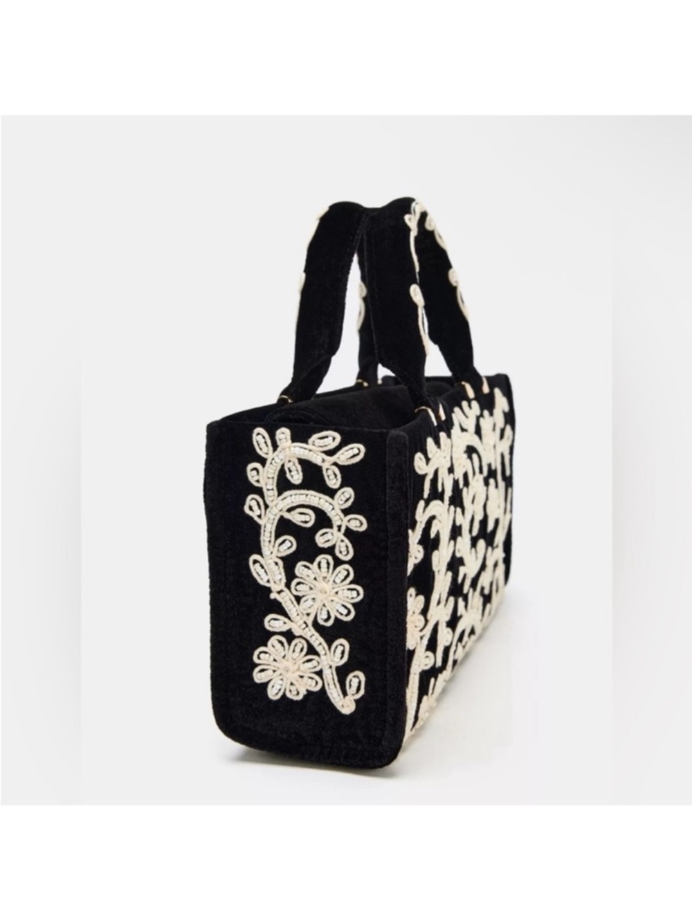 ZARA FLORAL BEADS EMBROIDERED CITY BAG - Picture 4 of 5